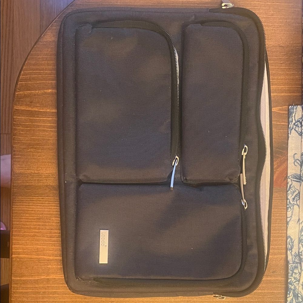 Lacdo Black Laptop Bag with Multiple Pockets on front for storage